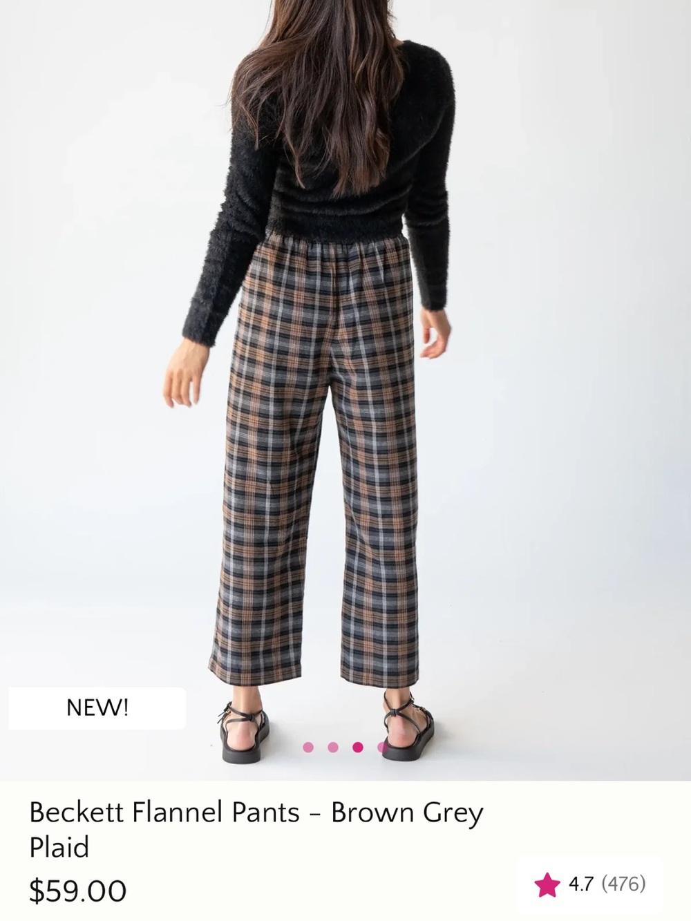 ❤️Natural Life Beckett Flannel Pants - Brown Grey Plaid - Picture 3 of 6